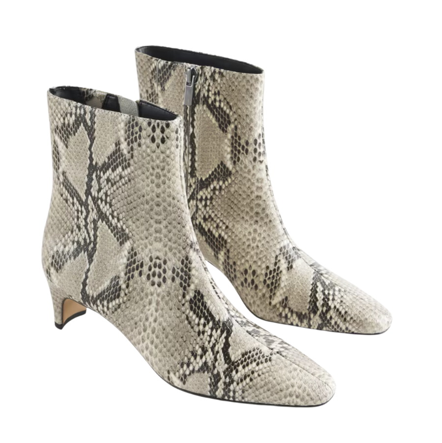 Faux Snakeskin Skinny Heel Ankle Boot